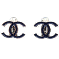 Chanel CC Black Earrings Clip-On Gold 10C