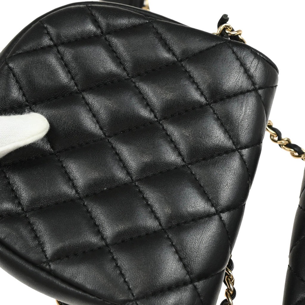 Chanel 2019 Black Lambskin Double Shoulder Bag