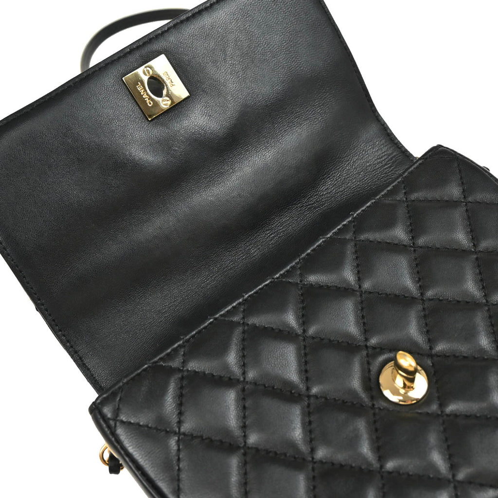 Chanel 2019 Black Lambskin Double Shoulder Bag