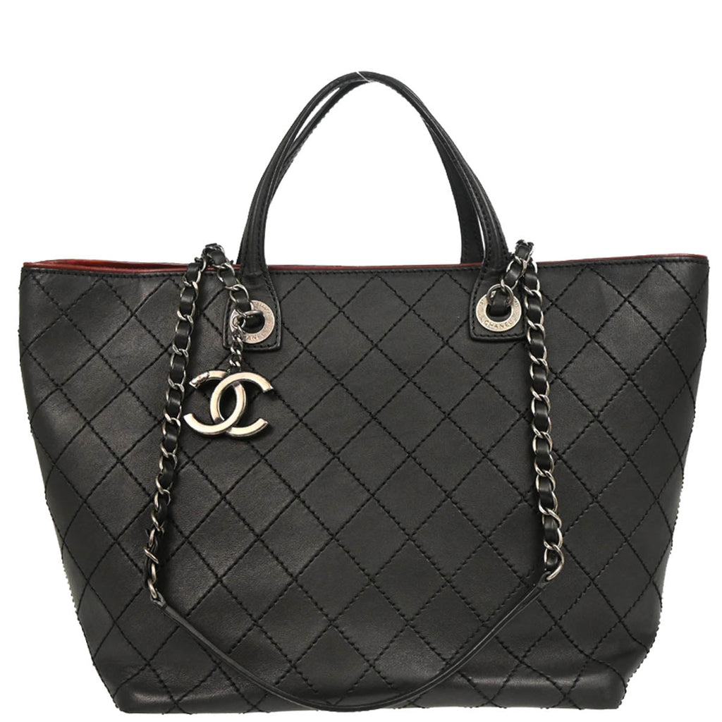 Chanel 2015-2016 Black Calfskin 2way Tote Shoulder Handbag