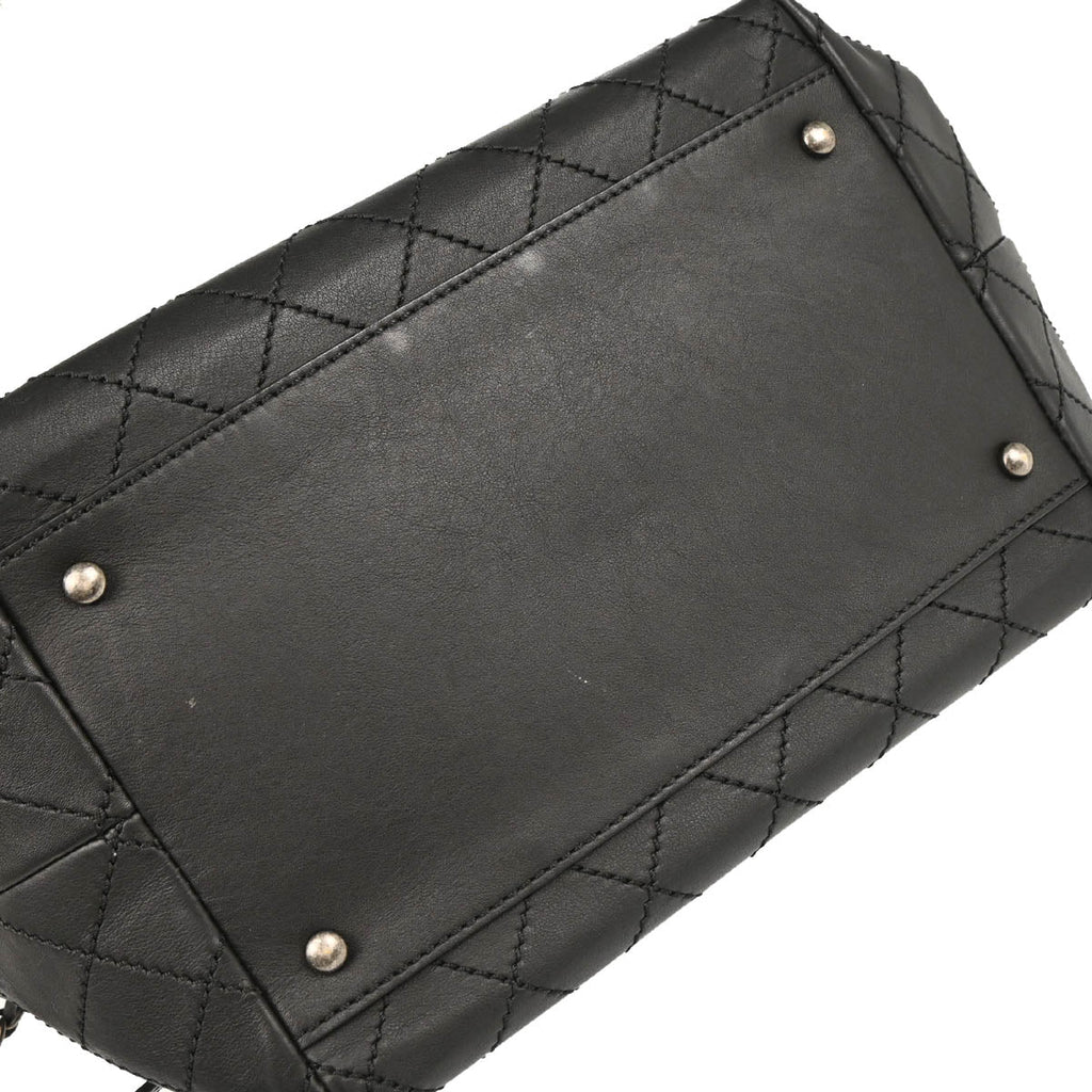 Chanel 2015-2016 Black Calfskin 2way Tote Shoulder Handbag