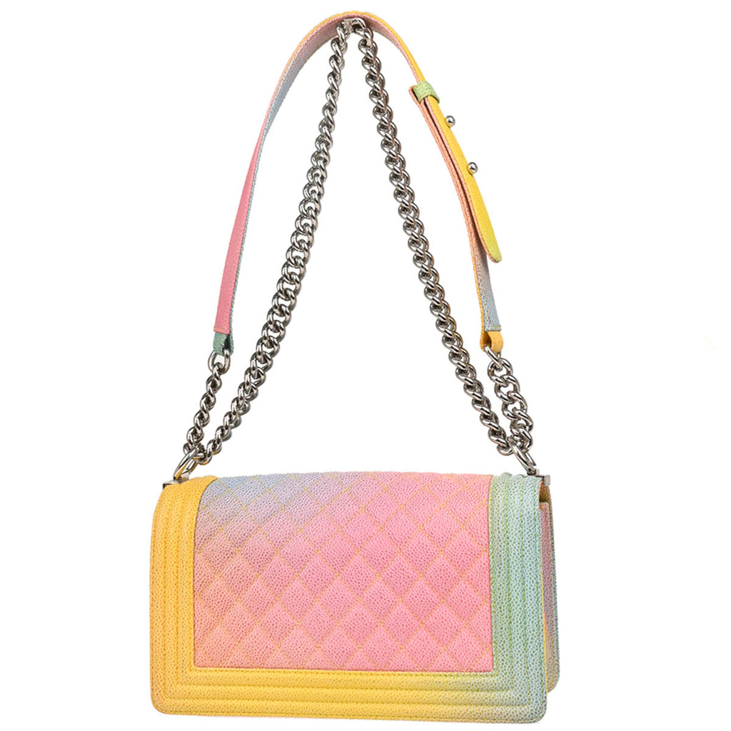 Boy Chanel 2017 Pastel Rainbow Calfskin Medium Shoulder Bag