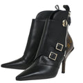Louis Vuitton * Brown Black Monogram Shoes Boots #37