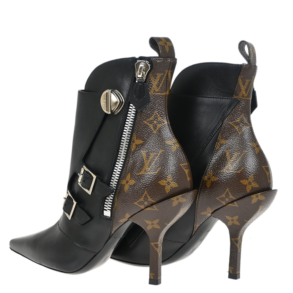 Louis Vuitton * Brown Black Monogram Shoes Boots #37