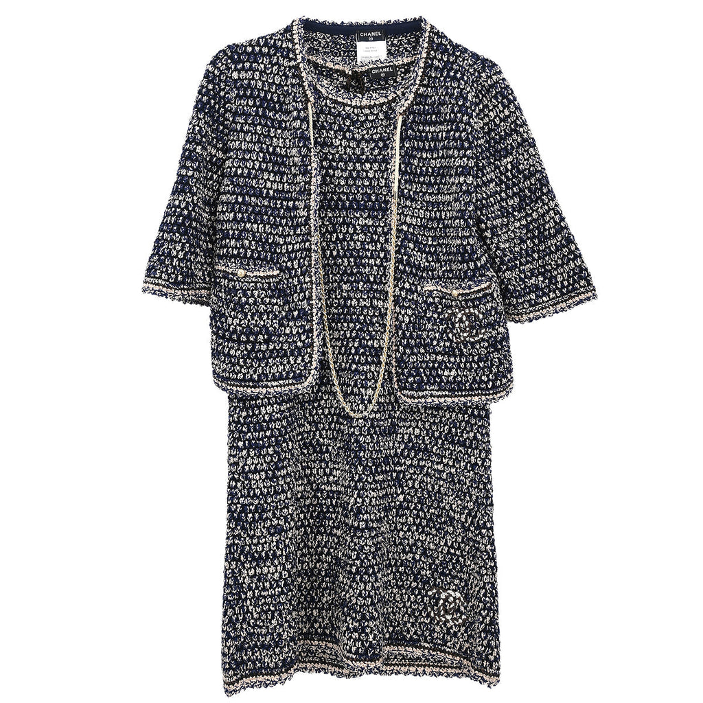 Chanel 2010 Setup Suit Jacket Sleeveless Dress Navy #34