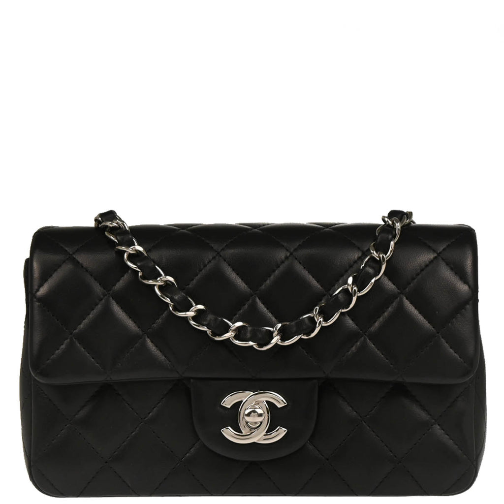 Chanel 2014 Black Lambskin Classic Flap Shoulder Bag