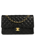 Chanel 2018 Black Lambskin Medium Classic Double Flap Shoulder Bag
