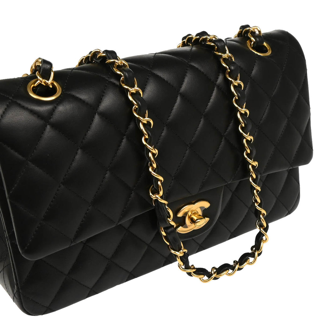 Chanel 2018 Black Lambskin Medium Classic Double Flap Shoulder Bag