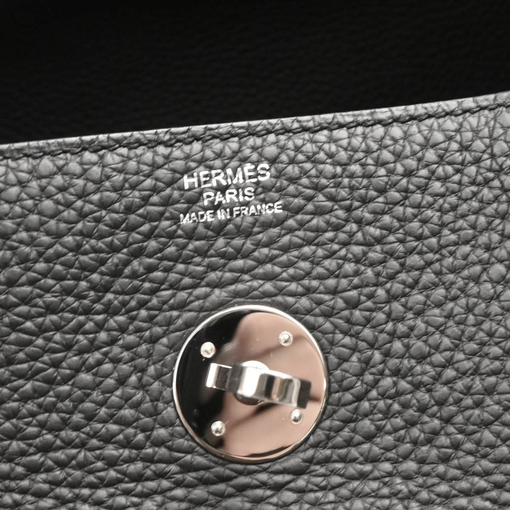 Hermes 2017 Black Taurillon Clemence Lindy 30 Shoulder Bag
