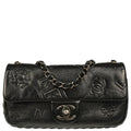 Chanel 2014 Black Embossed Calfskin Icon Small Shoulder Bag