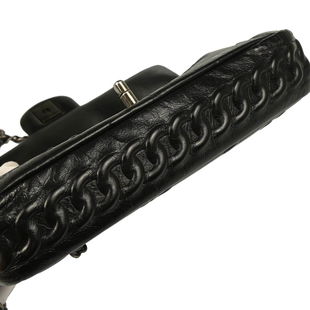 Chanel 2014 Black Embossed Calfskin Icon Small Shoulder Bag