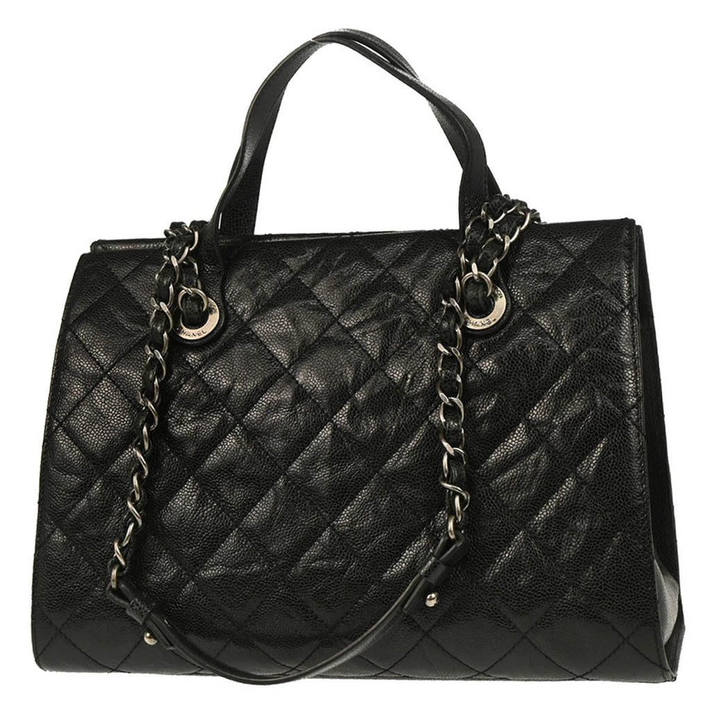 Chanel 2013-2014 Black Calfskin CC Crave Tote 2way Shoulder Handbag