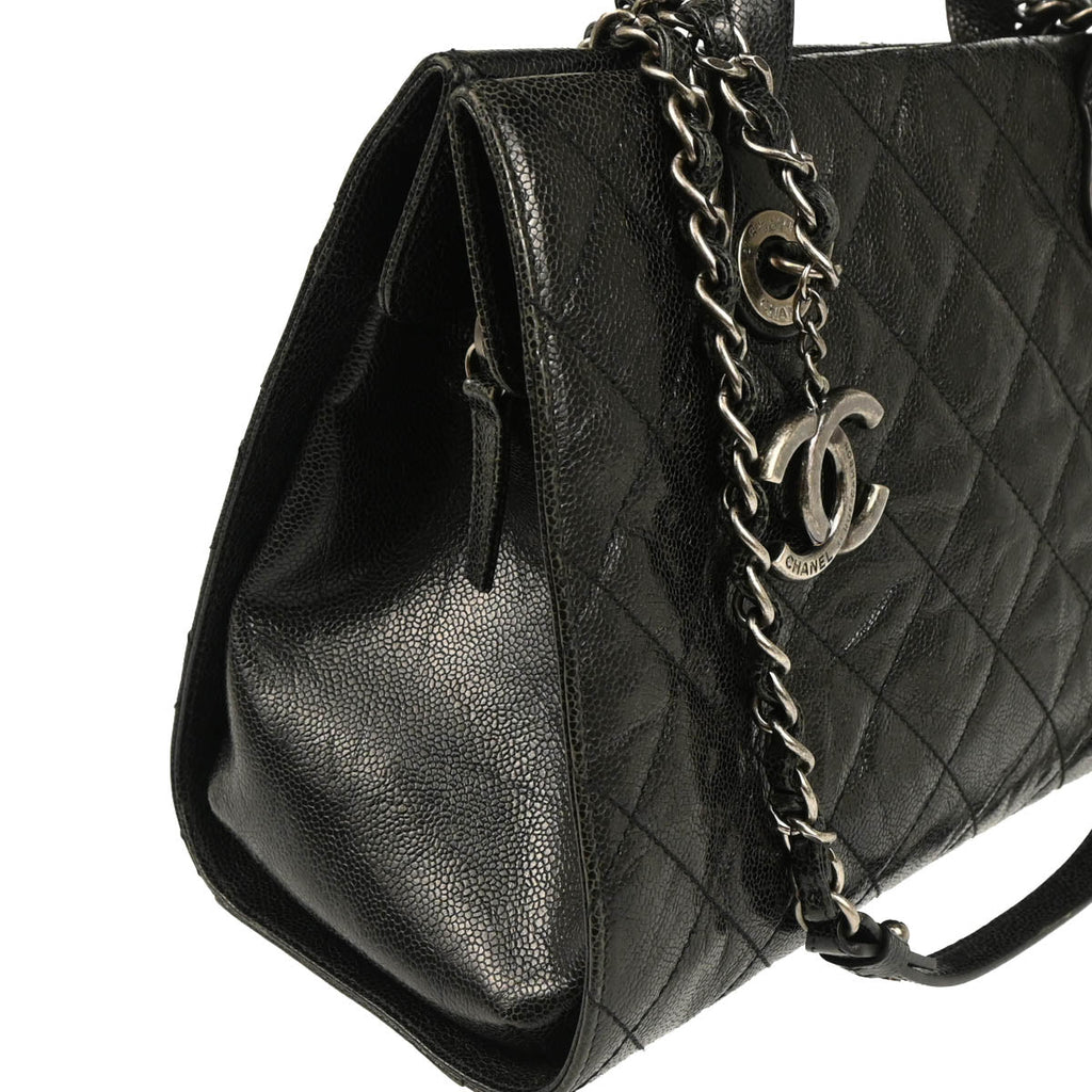 Chanel 2013-2014 Black Calfskin CC Crave Tote 2way Shoulder Handbag