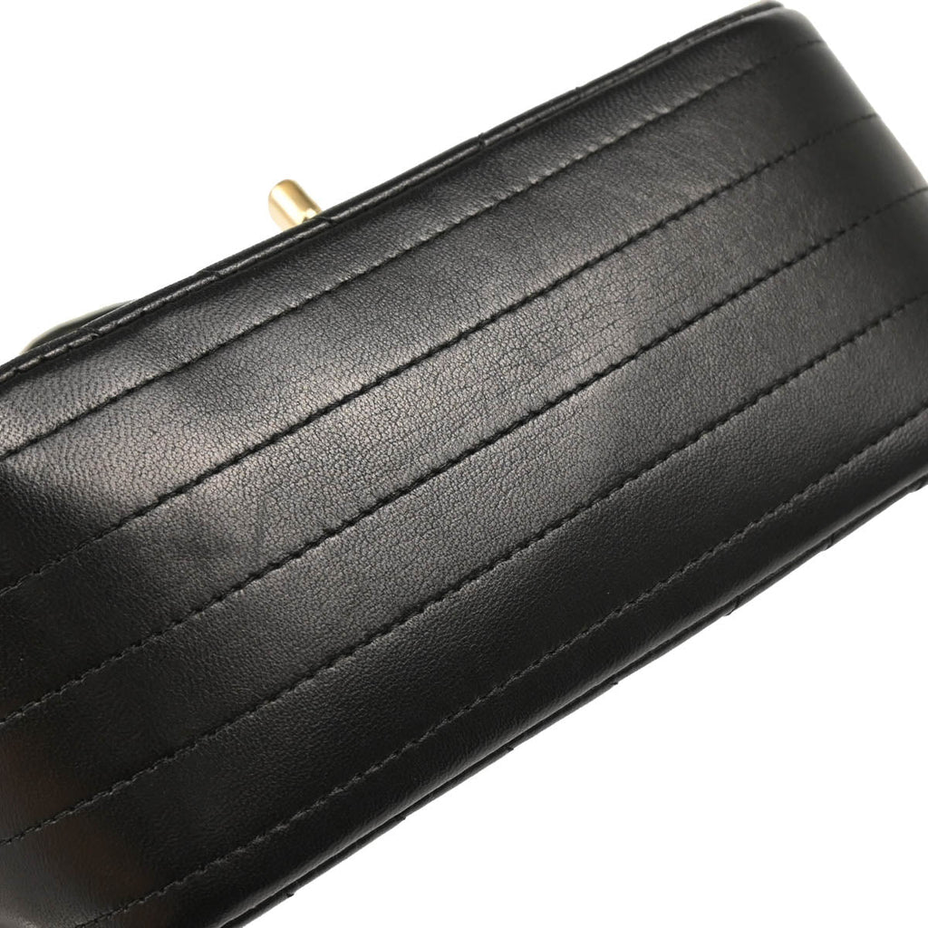 Chanel 2017 Black Lambskin Chevron Mini Classic Square Flap Shoulder Bag 17