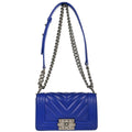 Boy Chanel 2017-2018 Blue Lambskin Chevron Small Chain Shoulder Bag