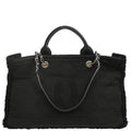 Chanel 2018 Black Cotton 2way Tote Shoulder Handbag
