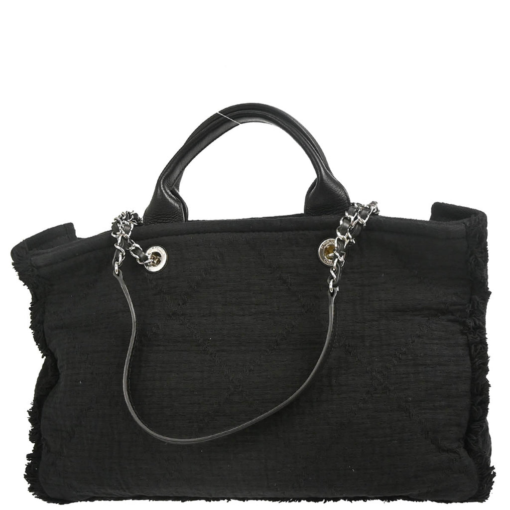 Chanel 2018 Black Cotton 2way Tote Shoulder Handbag