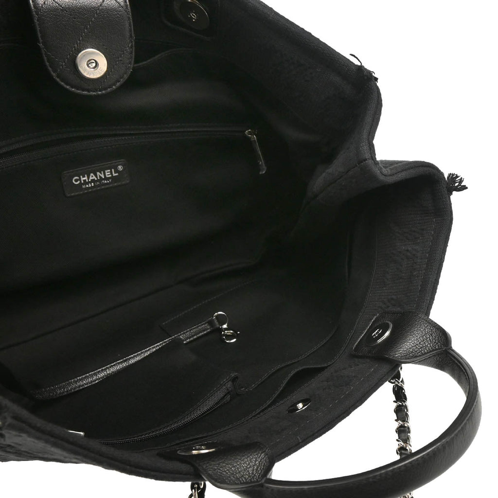 Chanel 2018 Black Cotton 2way Tote Shoulder Handbag