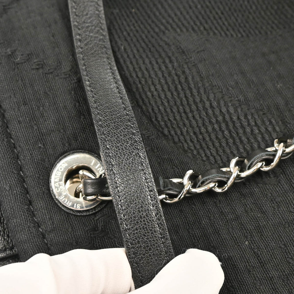 Chanel 2018 Black Cotton 2way Tote Shoulder Handbag