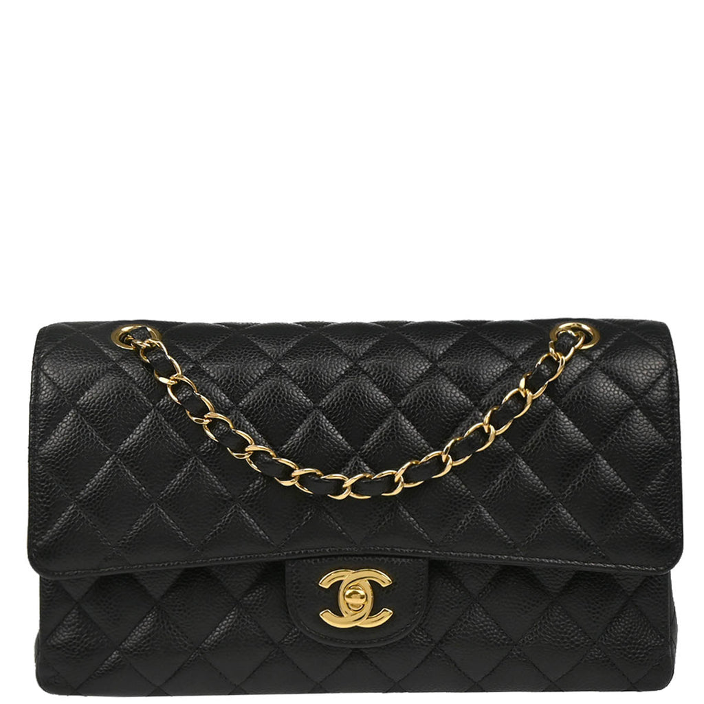 Chanel 2015-2016 Black Caviar Medium Classic Double Flap Shoulder Bag