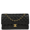 Chanel 2015-2016 Black Caviar Medium Classic Double Flap Shoulder Bag