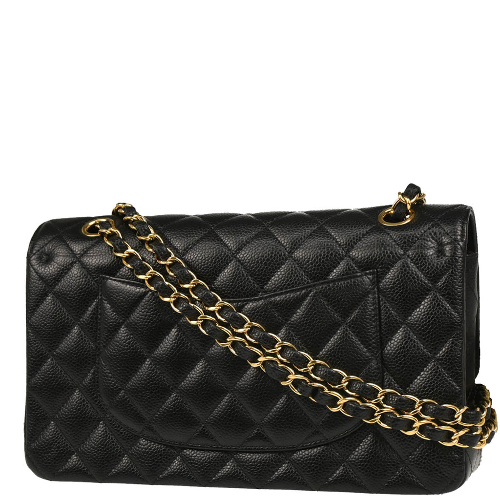 Chanel 2015-2016 Black Caviar Medium Classic Double Flap Shoulder Bag