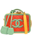 Chanel 2019 Yellow Caviar Filigree 2way Shoulder Vanity Handbag