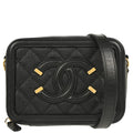 Chanel 2018-2019 Black Caviar Filigree Vanity Shoulder Bag