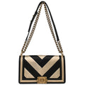 Boy Chanel 2017 Black Gold Lambskin Medium Shoulder Bag
