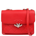 Chanel 2017 Red Caviar Half Coco CC Box Shoulder Bag