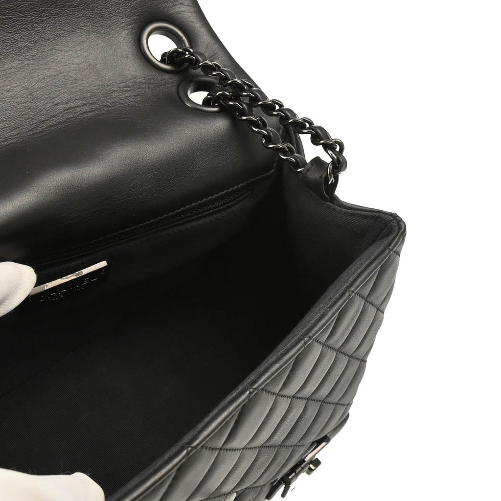 Chanel 2016-2017 Black Lambskin Cockpit Flap Shoulder Bag