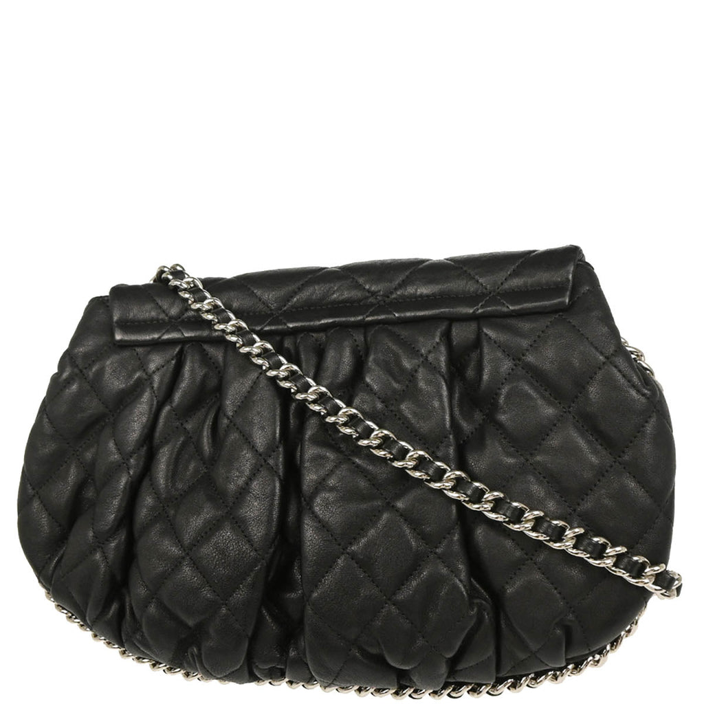Chanel 2011 Black Lambskin Around Chain Shoulder Bag