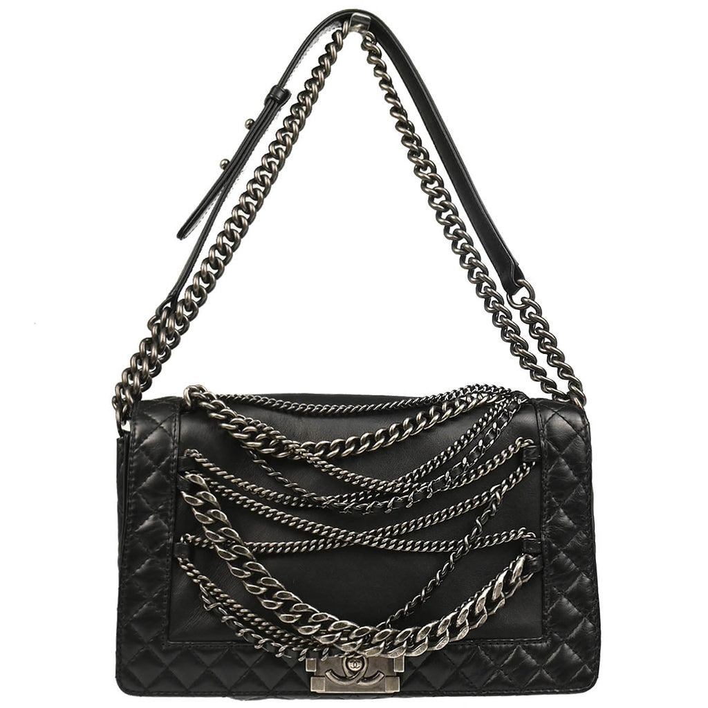 Boy Reverso Chanel 2013-2014 Black Lambskin Medium Shoulder Bag
