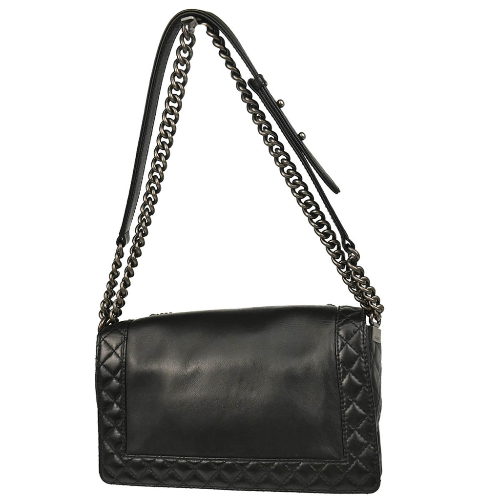 Boy Reverso Chanel 2013-2014 Black Lambskin Medium Shoulder Bag