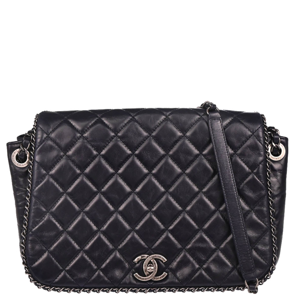 Chanel 2015-2016 Navy Lambskin Shoulder Bag