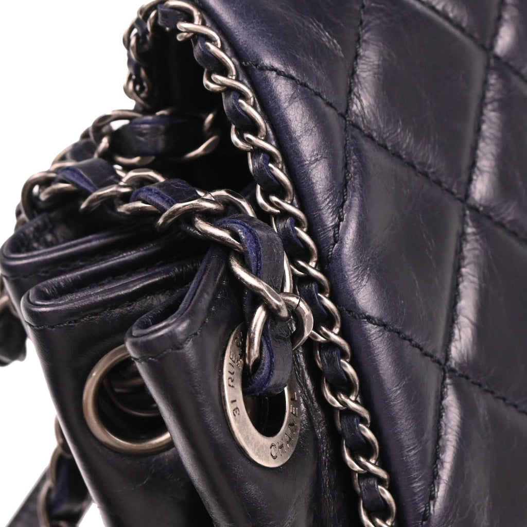 Chanel 2015-2016 Navy Lambskin Shoulder Bag