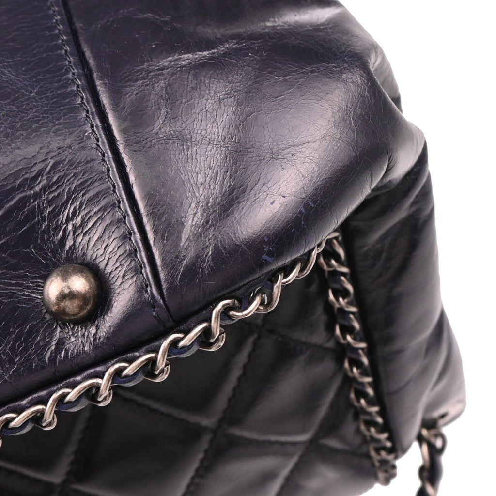 Chanel 2015-2016 Navy Lambskin Shoulder Bag