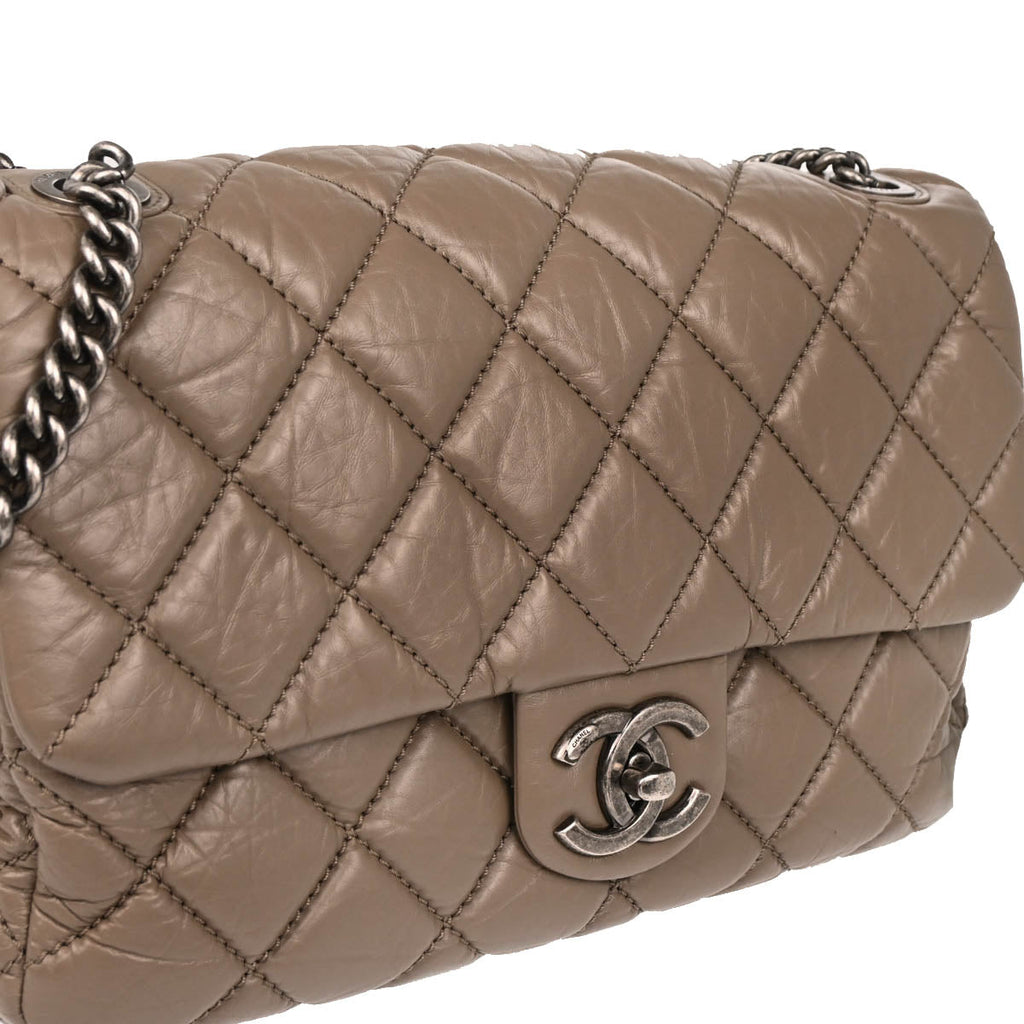 Chanel 2013-2014 Brown Calfskin Duo Color Shoulder Bag