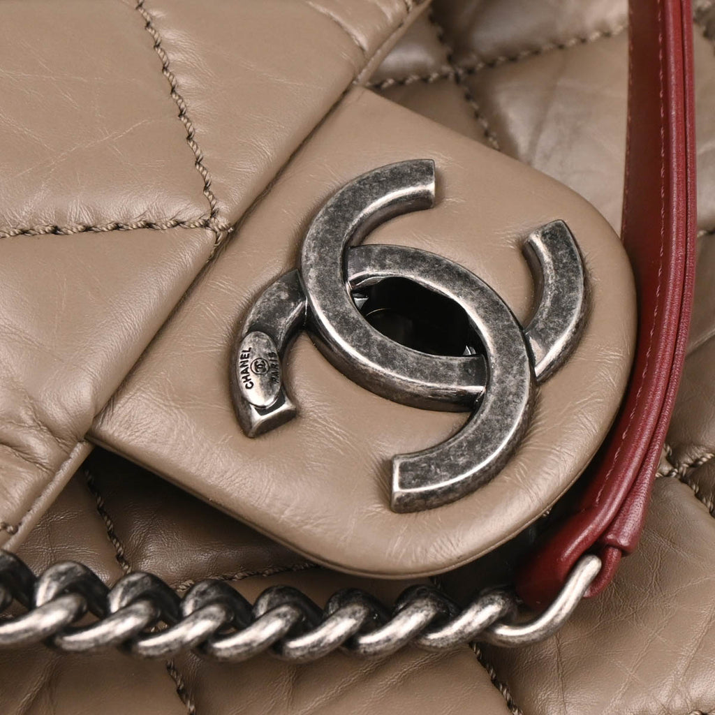 Chanel 2013-2014 Brown Calfskin Duo Color Shoulder Bag