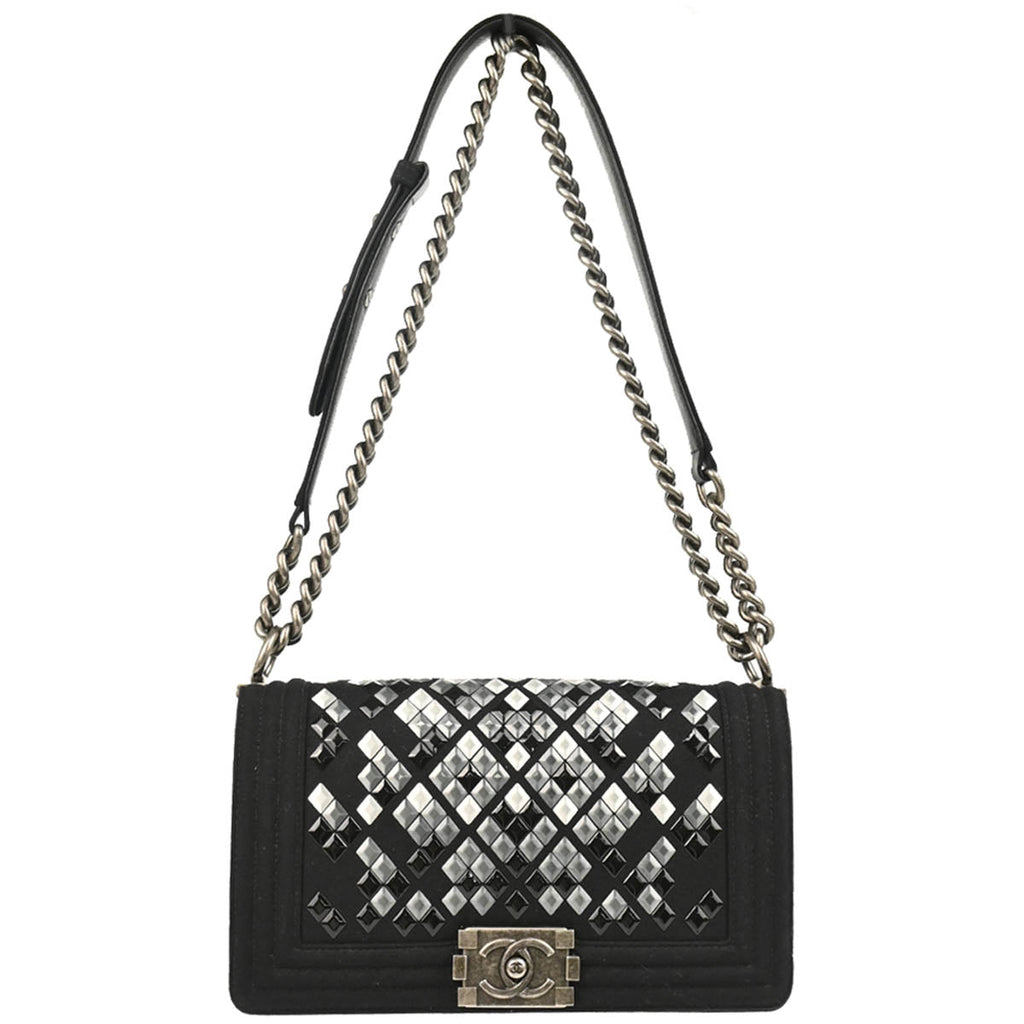 Boy Chanel 2018-2019 Black Cotton Medium Shoulder Bag