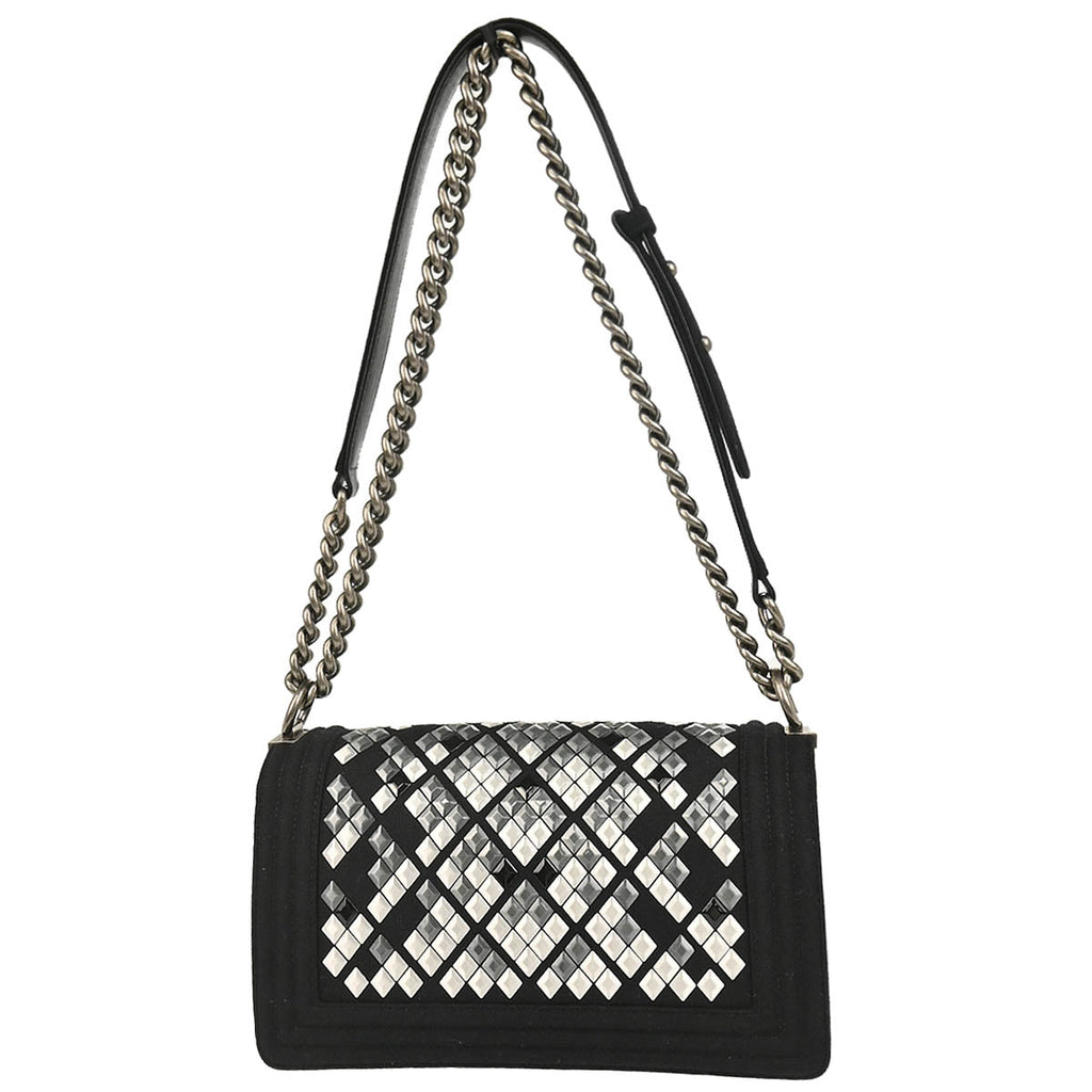 Boy Chanel 2018-2019 Black Cotton Medium Shoulder Bag