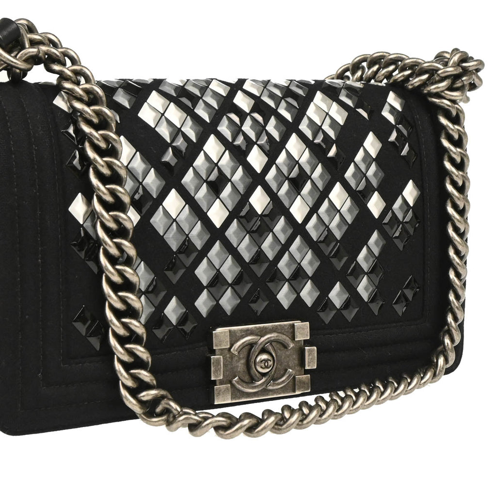 Boy Chanel 2018-2019 Black Cotton Medium Shoulder Bag