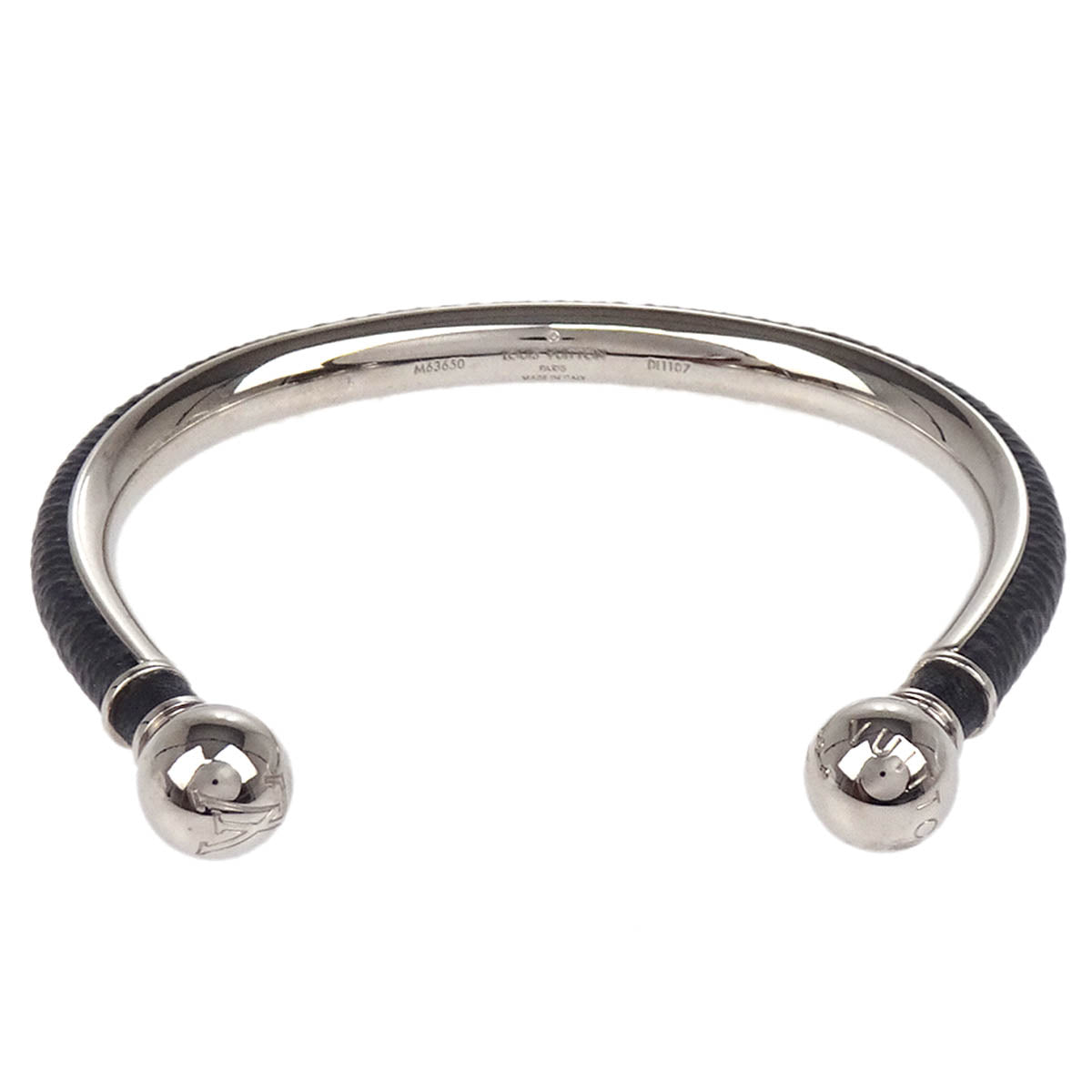 Louis Vuitton 2017 Black Silver Monogram Eclipse Bangle Bracelet M63650