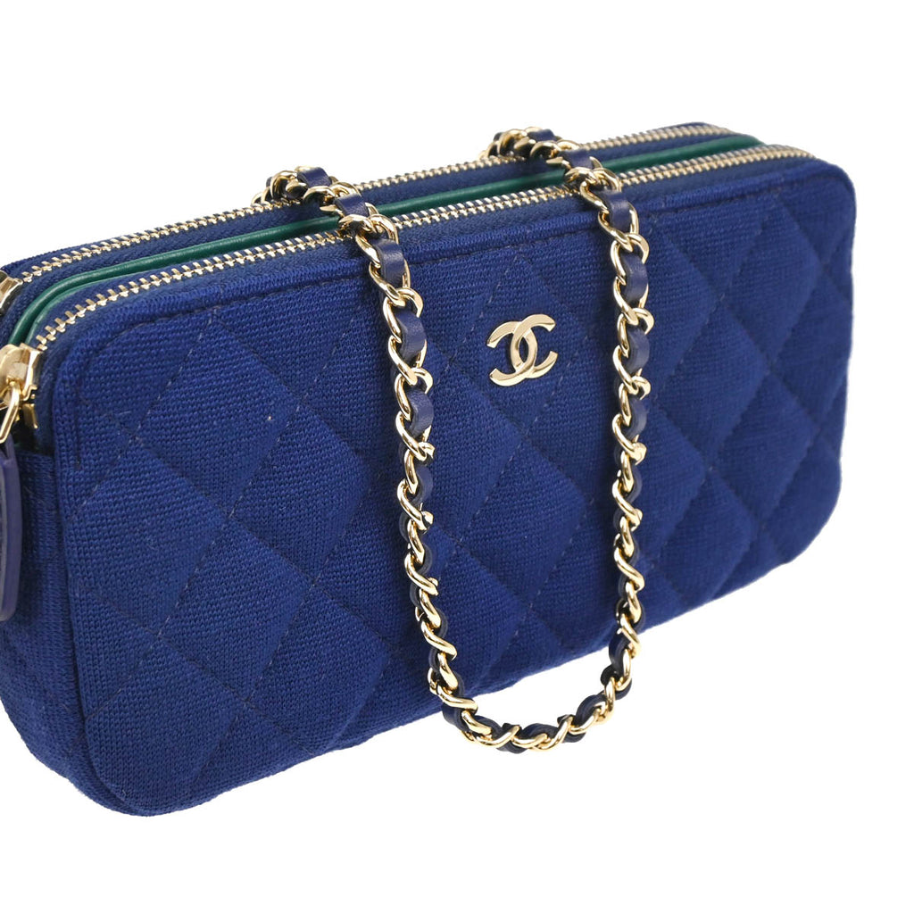 Chanel 2019 Blue Cotton WOC Shoulder Wallet Bag