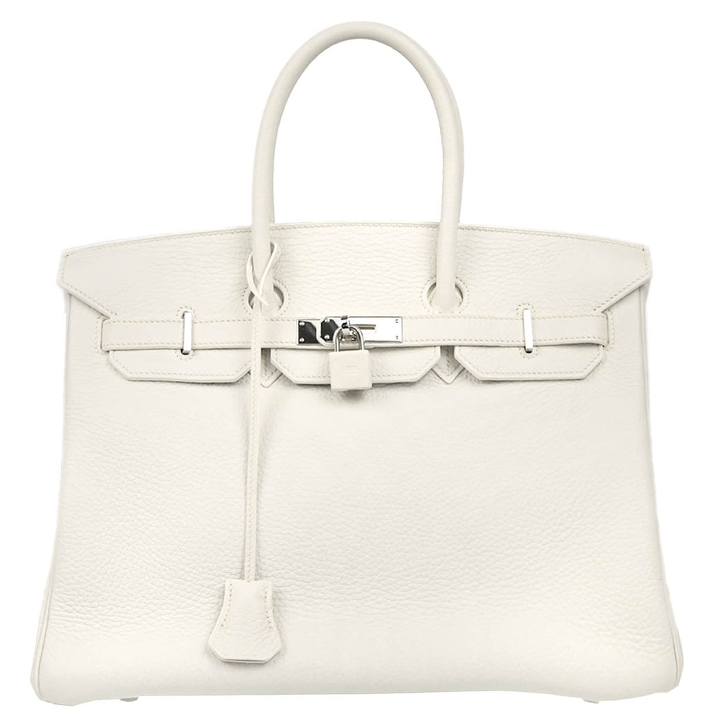 Hermes 2012 White Taurillon Clemence Birkin 35 Handbag