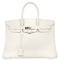 Hermes 2012 White Taurillon Clemence Birkin 35 Handbag