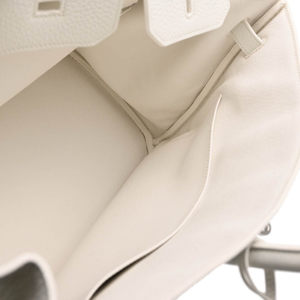 Hermes 2012 White Taurillon Clemence Birkin 35 Handbag