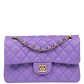 Chanel 2019 Purple Caviar Small Classic Double Flap Shoulder Bag