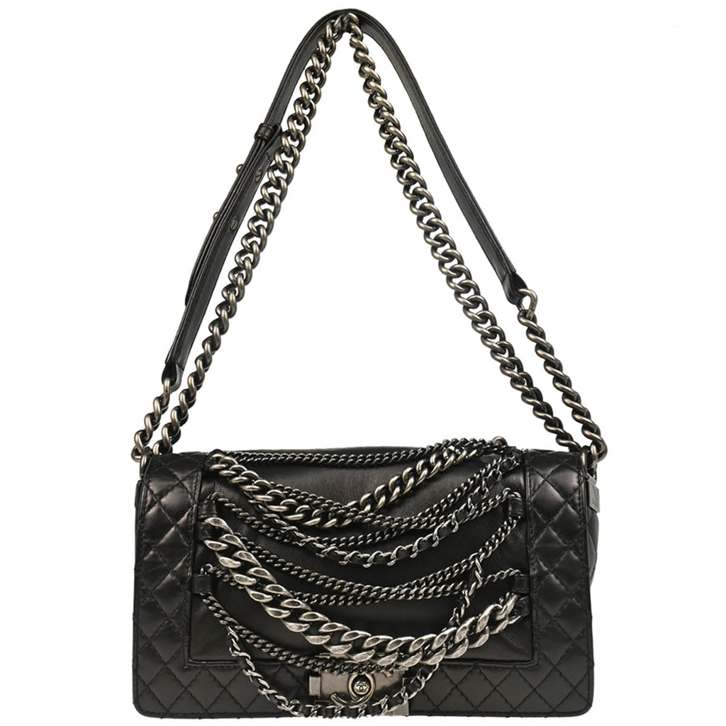 Boy Reverso Chanel 2013-2014 Black Lambskin Medium Shoulder Bag
