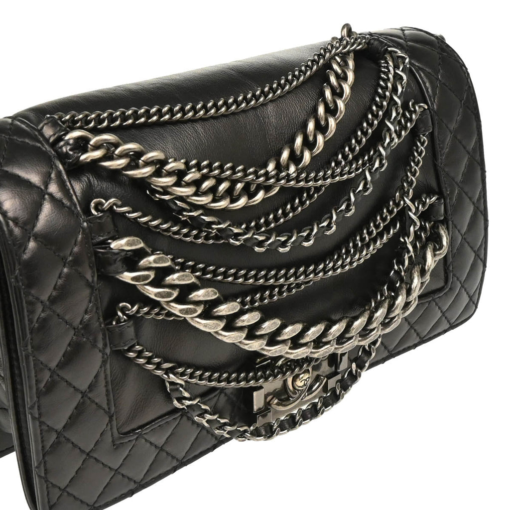 Boy Reverso Chanel 2013-2014 Black Lambskin Medium Shoulder Bag
